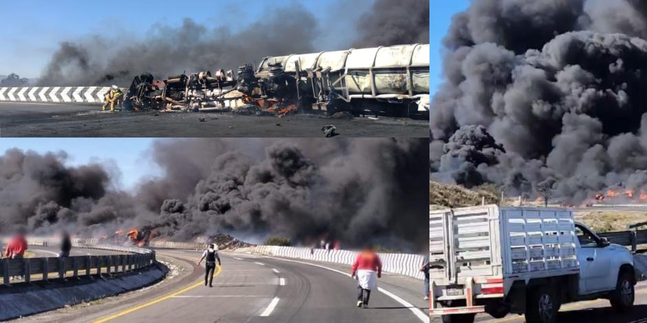 La autopista Puebla-Orizaba fue escenario de una fuerte explosión de una pipa de combustible que era remolcada, la cual también se incendió tras terminar volcada.