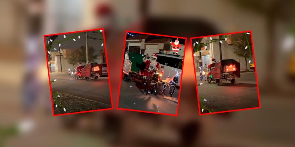 ‘Santa Claus’ pasea en su trineo por calles de Saltillo, Coahuila