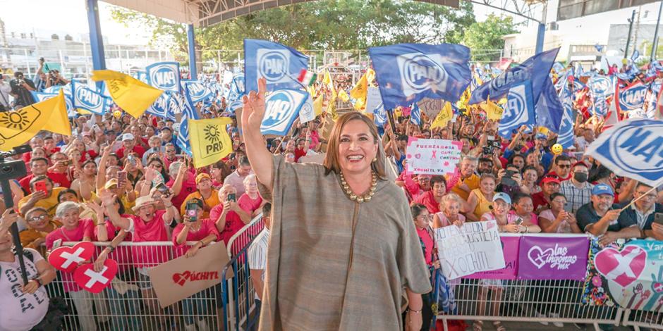 La precandidata presidencial, ayer, en Playa del Carmen.