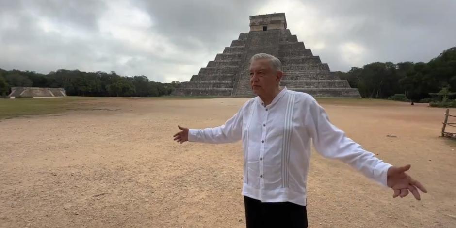 Presidente López Obrador en Chichén Itzá.