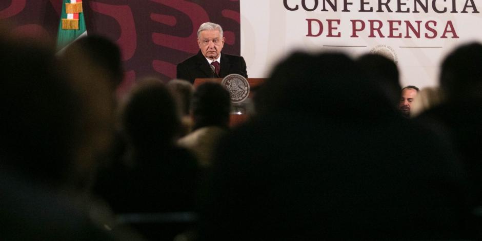 Andrés Manuel López Obrador, Presidente de México, durante una conferencia en Palacio Nacional.