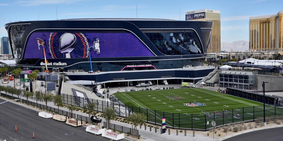 Una vista del Allegiant Stadium que tendrá el Super Bowl 58