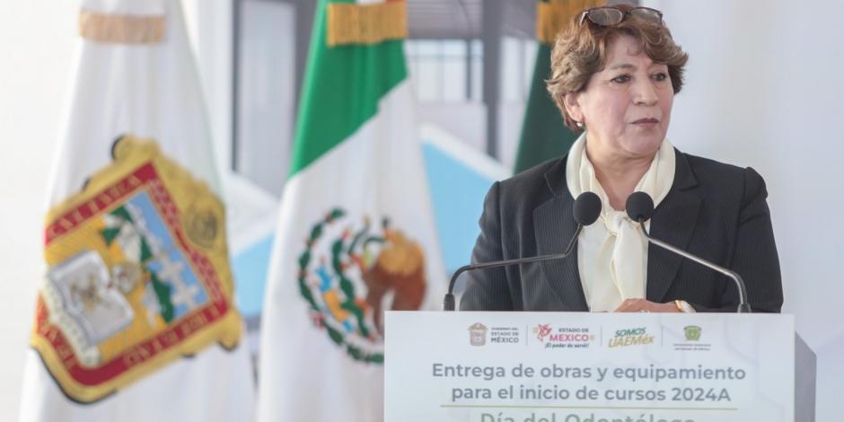 La Gobernadora constitucional del Estado de México, Delfina Gómez.