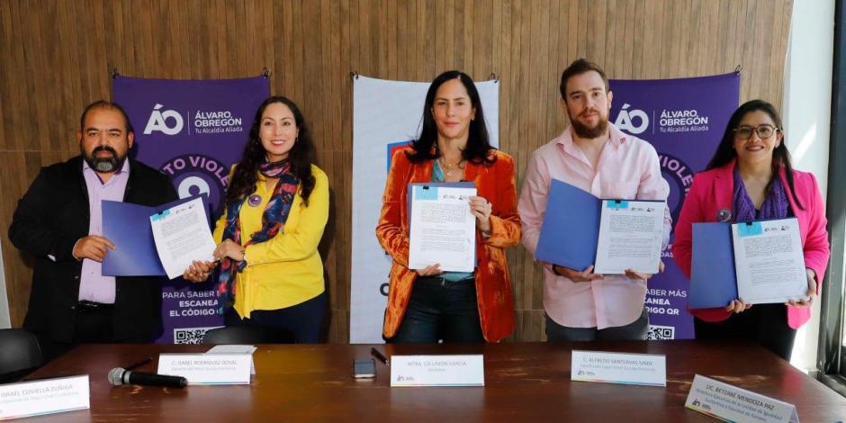 La alcaldesa Lía Limón firma acuerdo con Hotel Quinto Elemento para abrir segundo Punto Violeta, brindando seguridad y apoyo a mujeres en riesgo de violencia de género.