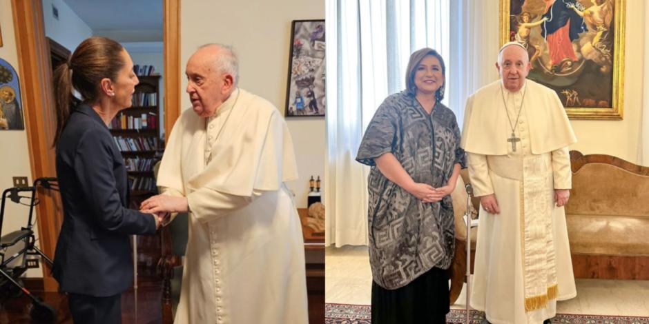 El papa Francisco recibió a las candidatas a la presidencia Claudia Sheinbaum y Xóchitl Gálvez.
