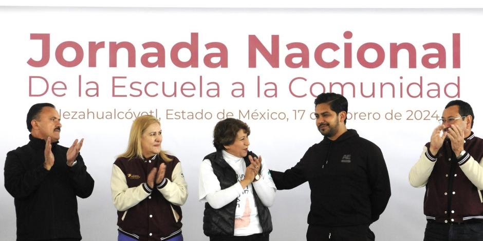 La Gobernadora Delfina Gómez (centro) encabeza evento educativo en el Estado de México para prevenir adicciones.
