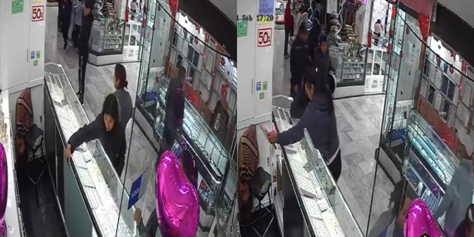 Un grupo de mujeres fue captada en video asaltando una joyería y llevándose 60 mil pesos en joyas.