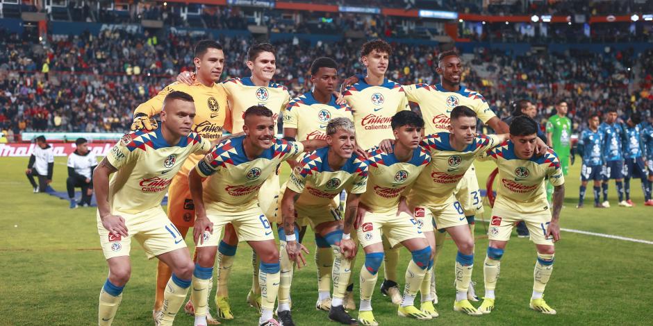 Jugadores del América antes de un partido del Torneo Clausura 2024 de la Liga MX, ante Pachuca