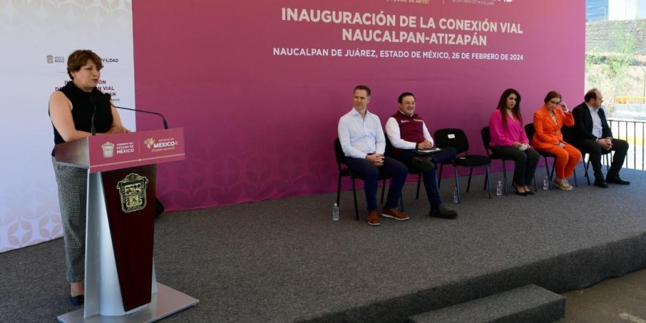 Delfina Gómez inaugura conexión Atizapán-Naucalpan en beneficio de 250 mil personas.