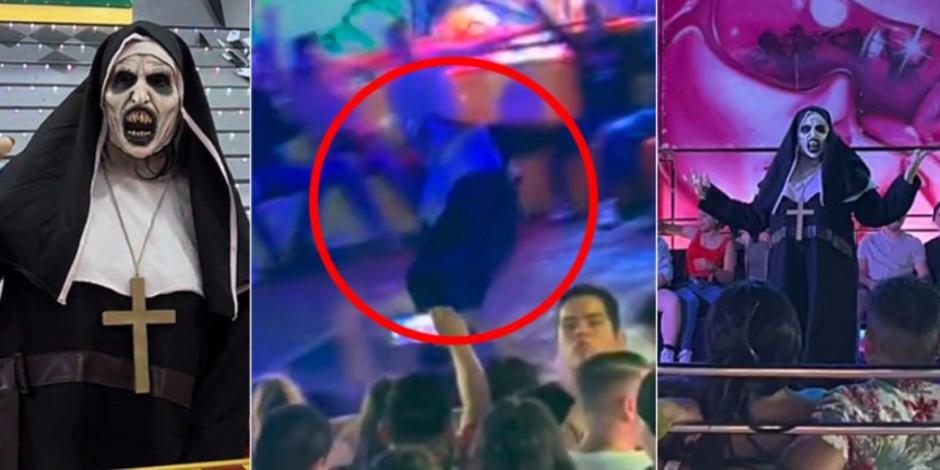 ¡La chupó el diablo! La Monja se cae al bailar en juego mecánico en la Feria de Reynosa (VIDEO)