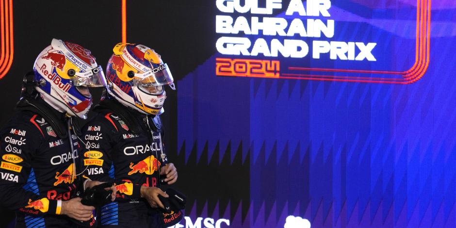Checo Pérez y Max Verstappen tras el GP de Bahréin de la F1