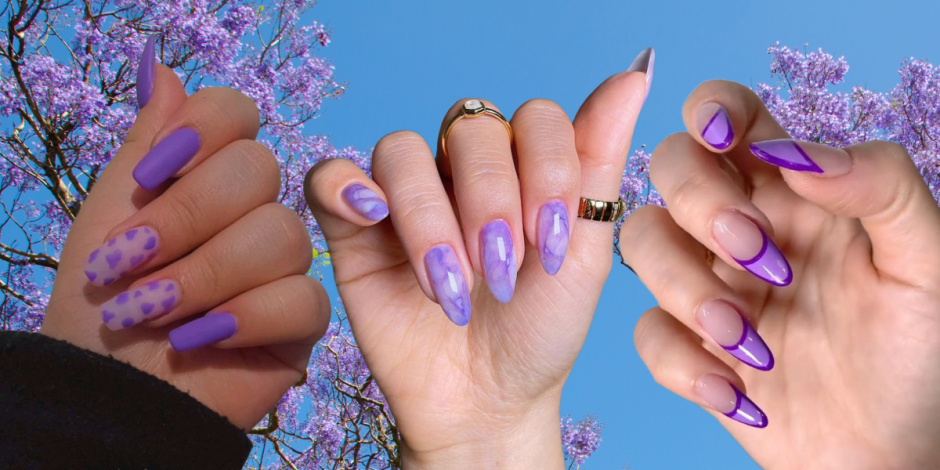 Te mostramos algunos diseños de uñas moradas que puedes utilizar en marzo.