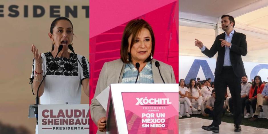 Representantes de Sheinbaum, Xóchitl y Máynez se confrontan por seguridad y corrupción.