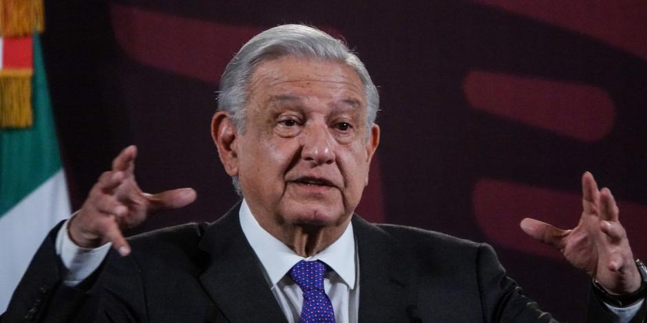 Presidente López Obrador durante conferencia de prensa en Palacio Nacional.