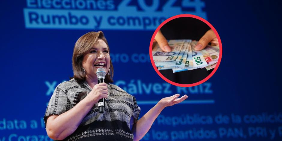 La candidata presidencial Xóchitl Gálvez propuso dar un apoyo económico de 5 mil pesos a mujeres y Morena calificó de "irreal" su propuesta.
