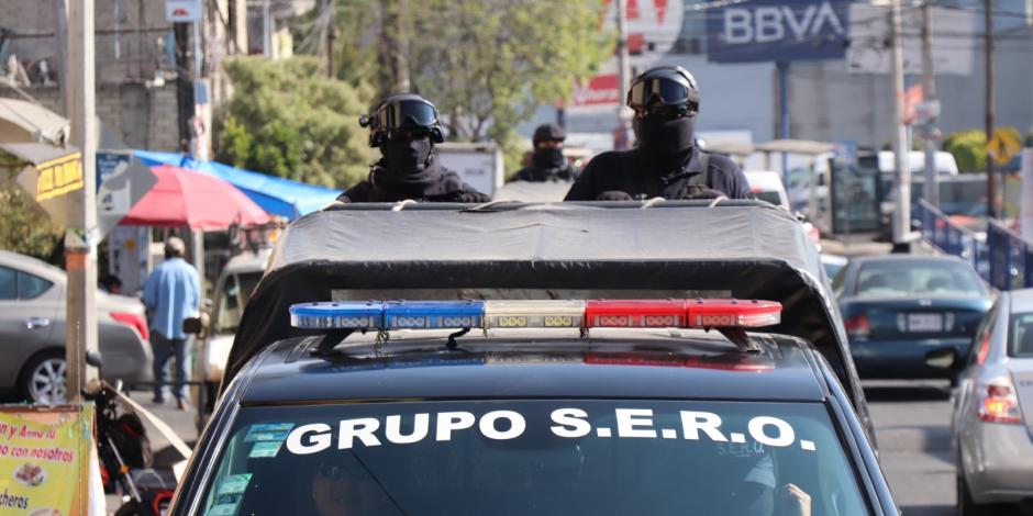 Elementos policiales en Huixquilucan.