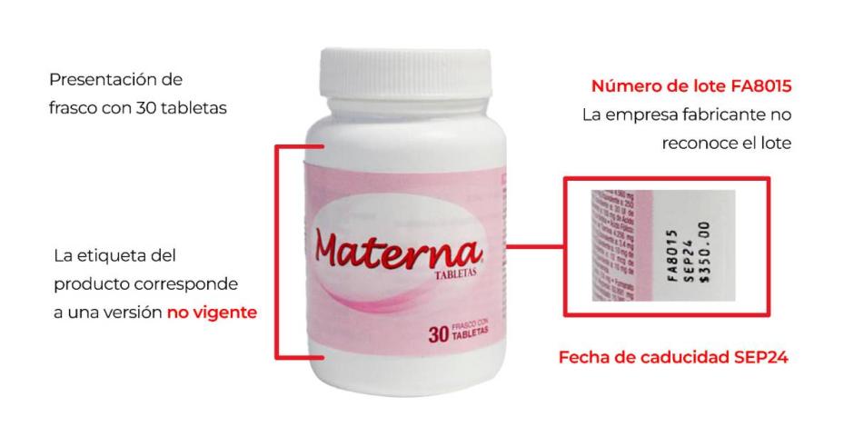 Cofepris alerta sobre adulteración de vitaminas Materna.