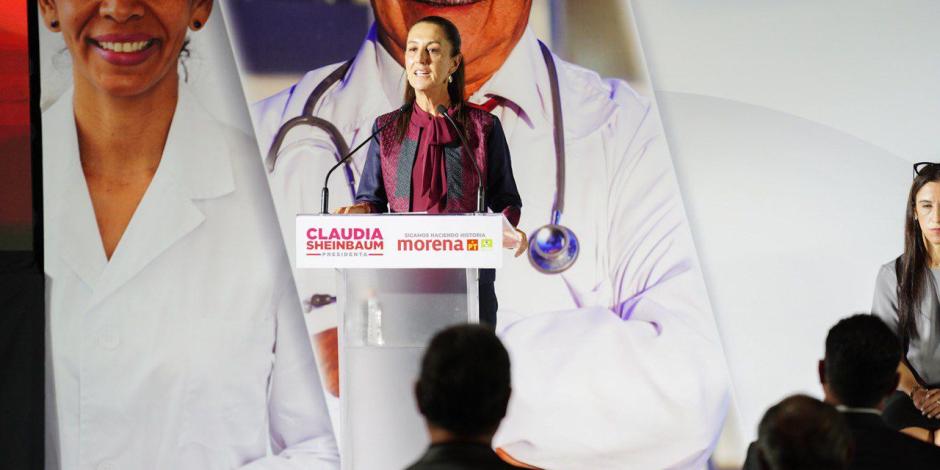 Claudia Sheinbaum presenta su eje de gobierno "República Sana" enfocado en el bienestar y acceso universal a la salud.