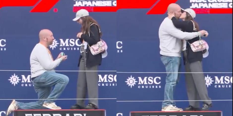 Un hombre le pidió matrimonio a su novia en el podio de Suzuka en el marco del Gran Premio de Japón de F1.