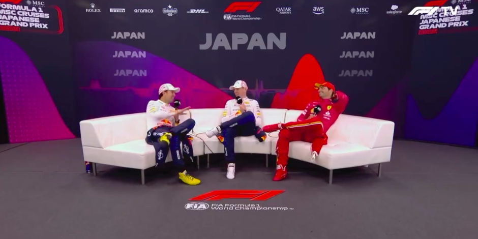 Checo Pérez, Max Verstappen y Carlos Sainz tras el GP de Japón