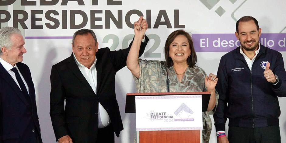 Xóchitl Gálvez, candidata presidencial por FCXM, ayer, antes del segundo debate.