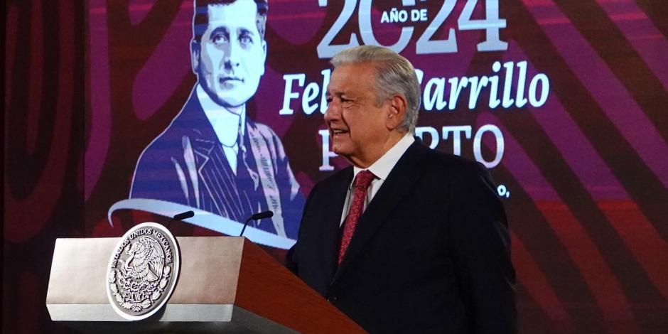 Andrés Manuel López Obrador, presidente de México, durante la conferencia matutina.