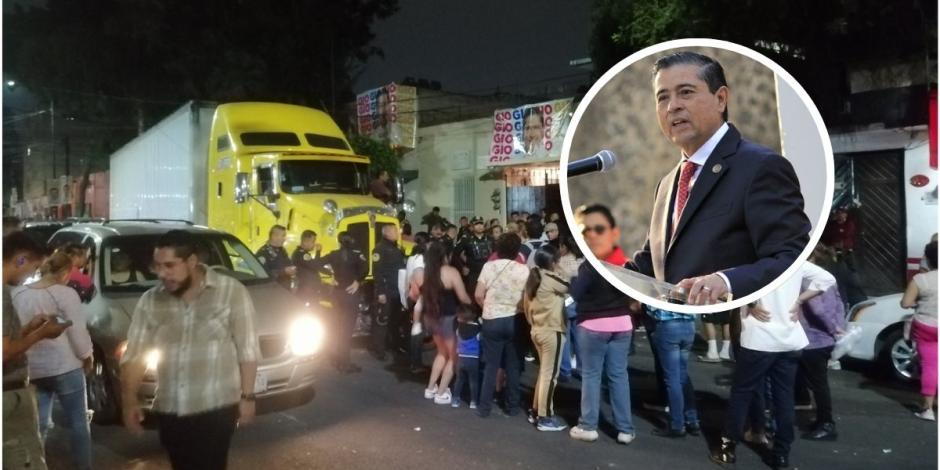 Giovanni Gutiérrez, candidato de la coalición PAN, PRI y PRD, desmiente acusaciones de compra de votos tras incidente con un camión.