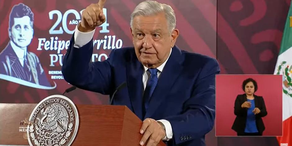 Andrés Manuel López Obrador, presidente de México, ofrece su conferencia de prensa este miércoles 5 de junio del 2024, desde Palacio Nacional, en CDMX.