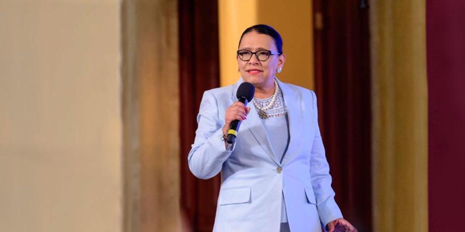 Rosa Icela Rodríguez informó sobre la regularización de vehículos usados durante la conferencia matutina del presidente.