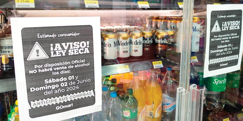 Establecimientos en la CDMX colocaron avisos sobre la prohibición de la venta de alcohol de este fin de semana.