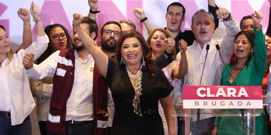 Clara Brugada celebra su triunfo en la CDMX