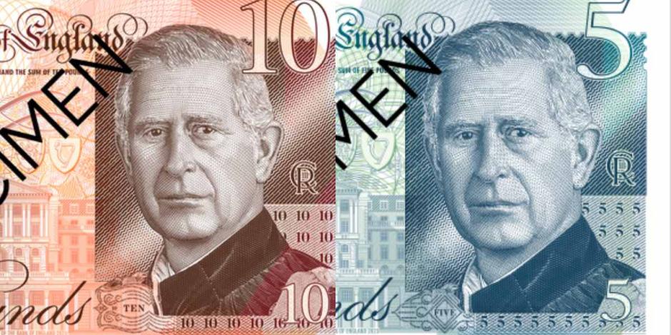 Así lucen los nuevos billetes con la imagen de rey Carlos III.