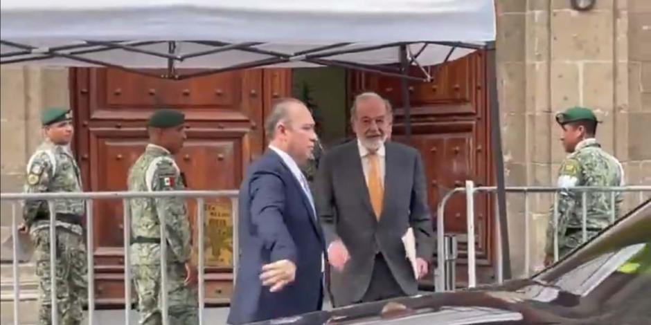 Carlos Slim sostiene encuentro con AMLO en Palacio Nacional.