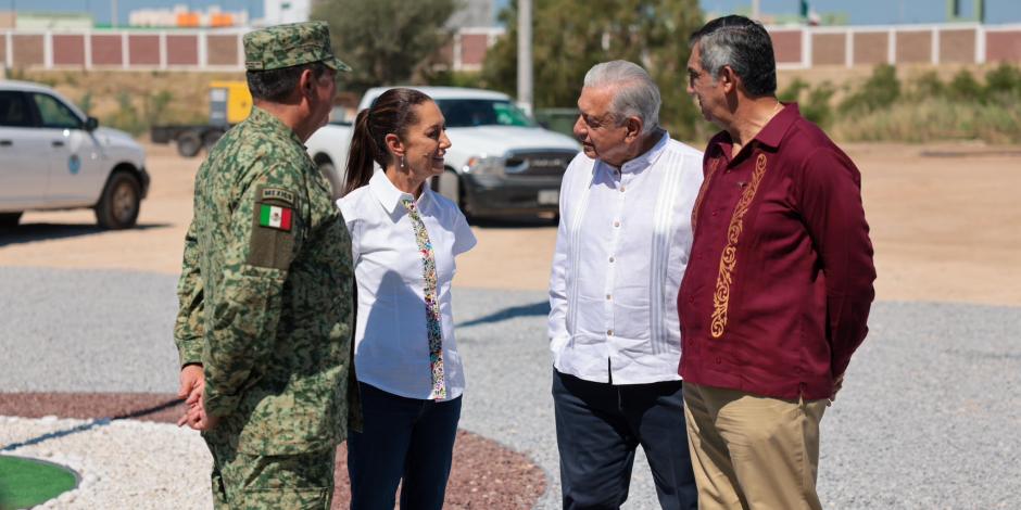 Claudia Sheinbaum acompañó al presidente López Obrador a supervisión de proyecto en Nuevo Laredo.