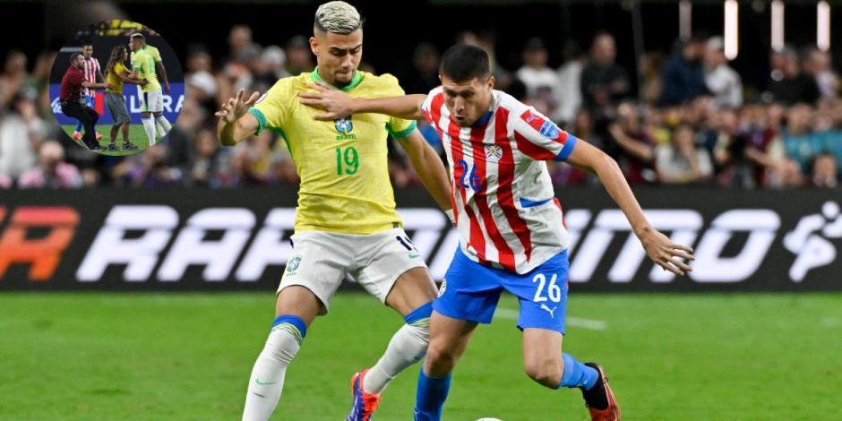Niña ingresó a la cancha para abrazar a Andreas Pereira en el Paraguay vs Brasil de la Copa América 2024.