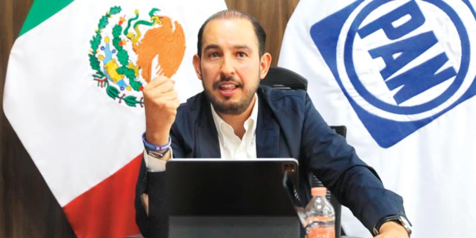 Marko Cortés, dirigente nacional del PAN, el 12 de junio en reunión virtual con diputados federales electos del partido.