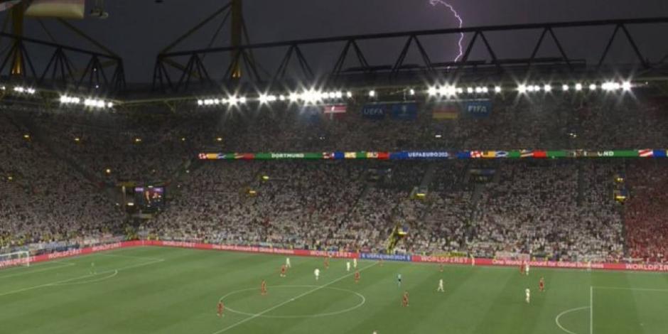 El partido de los octavos de final de la Eurocopa 2024 entre Alemania y Dinamarca fue suspendido debido a una tormenta eléctrica