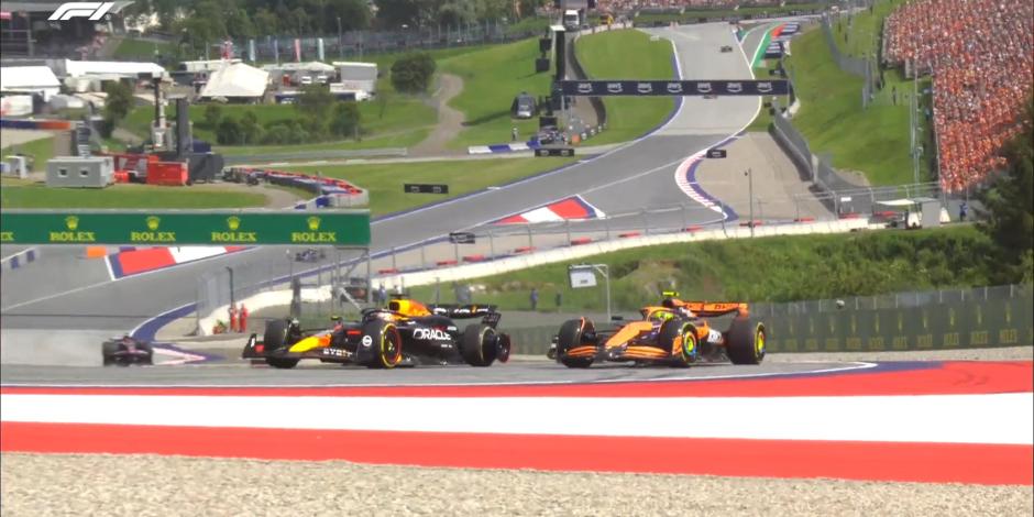 Max Verstappen y Lando Norris chocan en el GP de Austria de F1