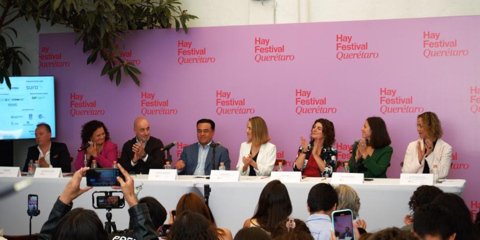Conferencia de prensa del Hay Festival Querétaro, ayer en la CDMX.
