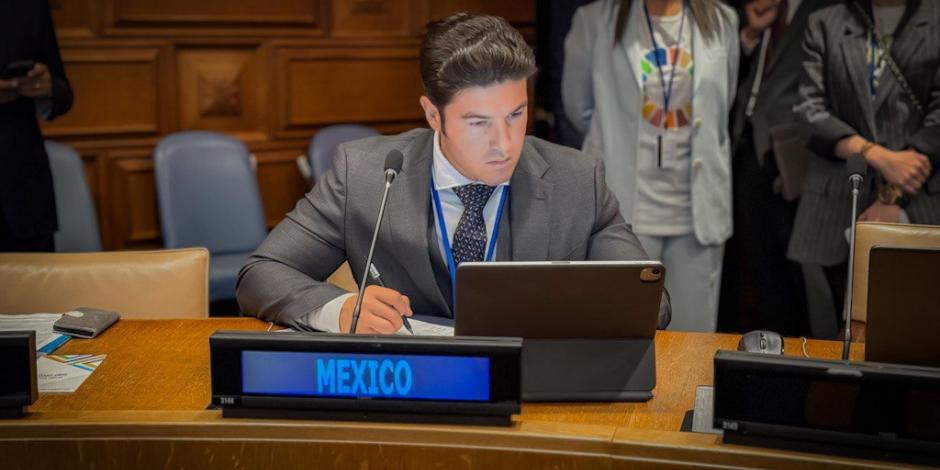Samuel García durante su intervención en el Foro Político de Alto Nivel de la ONU 2024.