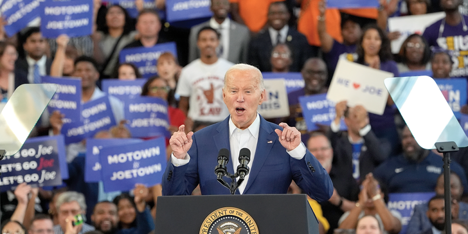 El presidente Joe Biden, ayer, en un mitin de campaña en Detroit, Michigan.
