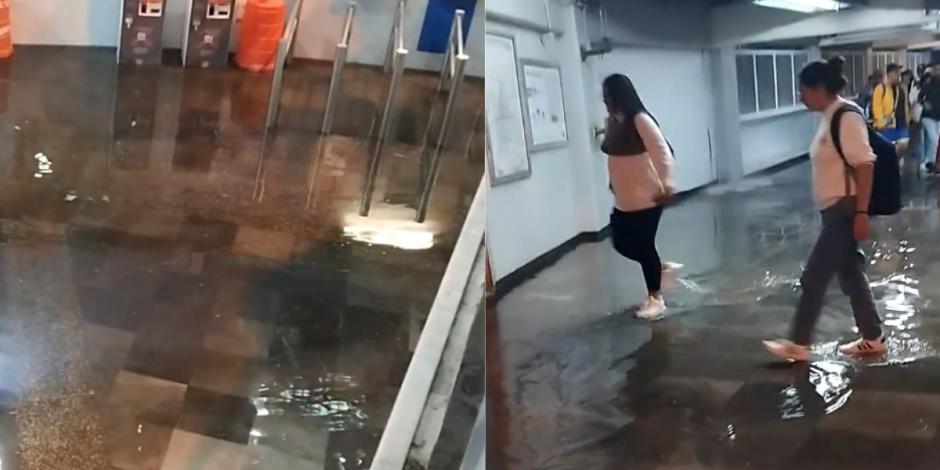 La estación San Lázaro del Metro se inundó tras las fuertes lluvias de este día.