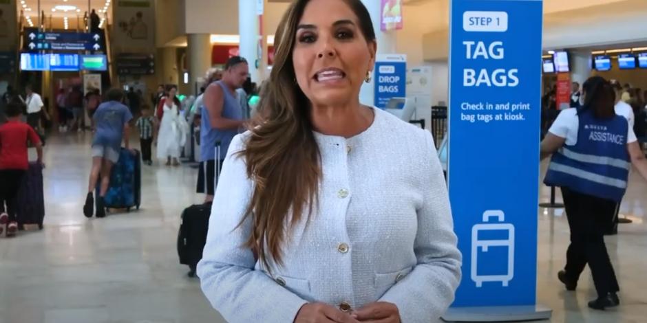 La gobernadora Mara Lezama Espinosa informa sobre la situación de vuelos en Cancún.