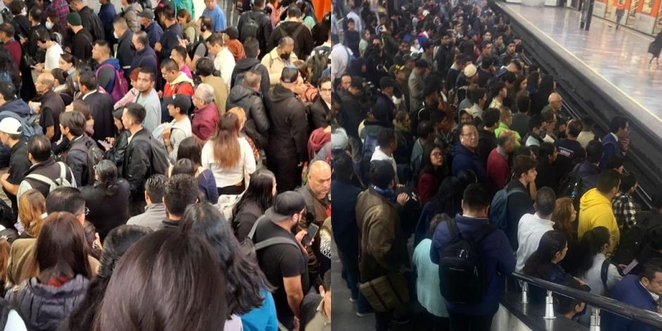 Usuarios denuncian saturaciones y aglomeraciones en la Línea 7 del Metro CDMX.