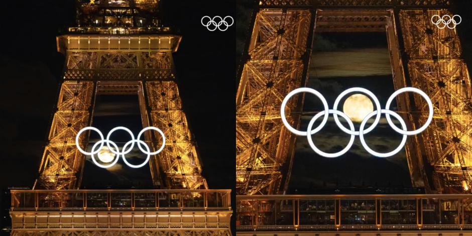 La Torre Eiffel y la luna se juntan para las mejores fotos de los Juegos Olímpicos