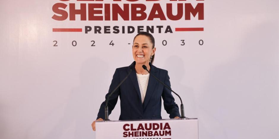 La virtual presidenta electa, Claudia Sheinbaum, durante conferencia de prensa este martes.