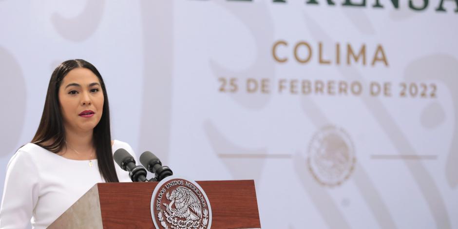 La gobernadora, Indira Vizcaíno, en una conferencia en febrero de 2022.