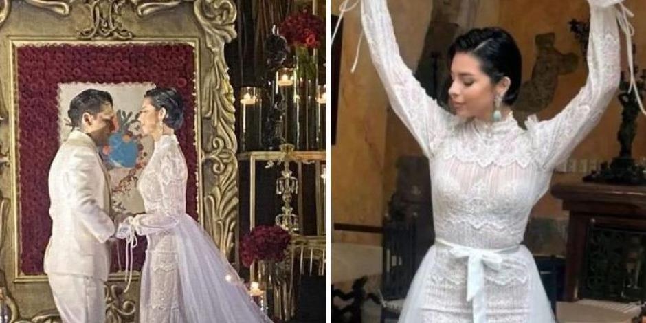¿El vestido que Ángela Aguilar uso en su boda con Nodal era de Flor Silvestre?