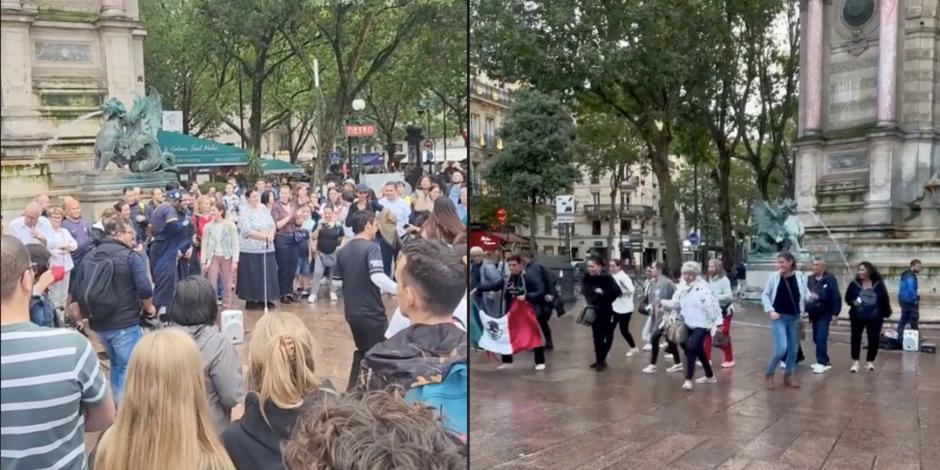 Turistas bailan Caballo Dorado en los Juegos Olímpicos París 2024