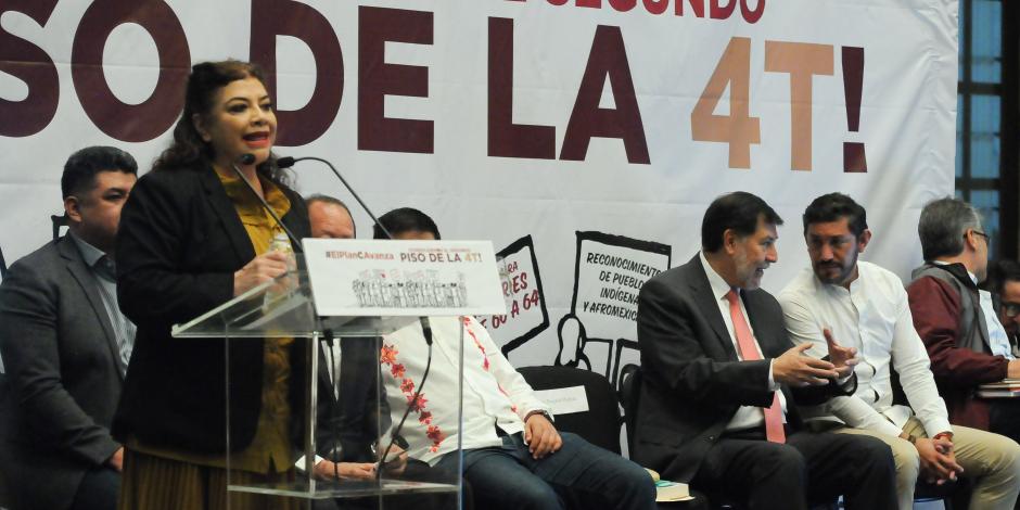Clara Brugada, durante una conferencia en el Club de Periodistas ayer.